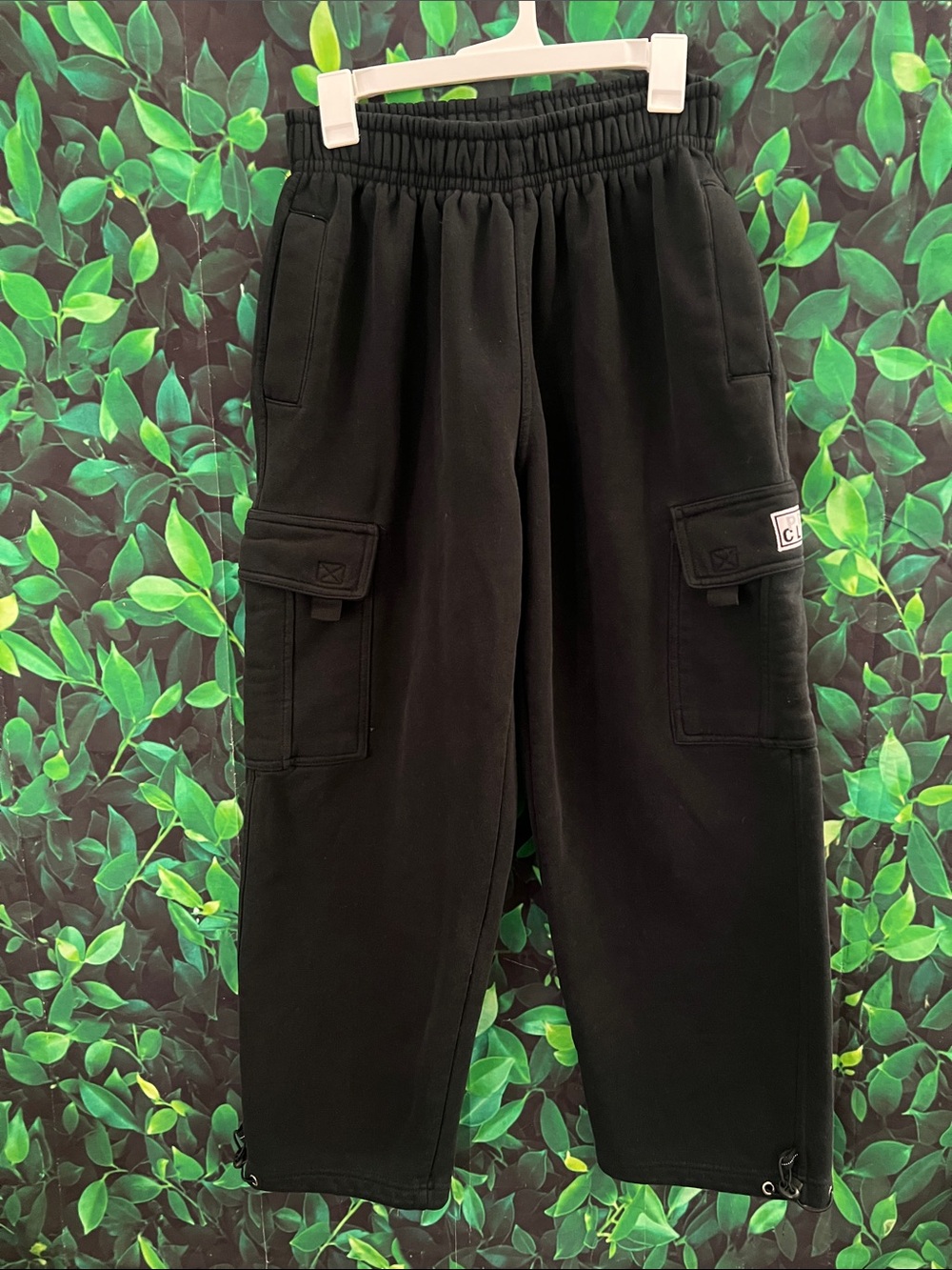 Men's Black Cargo Joggers with Elastic Waist and Utility Pockets